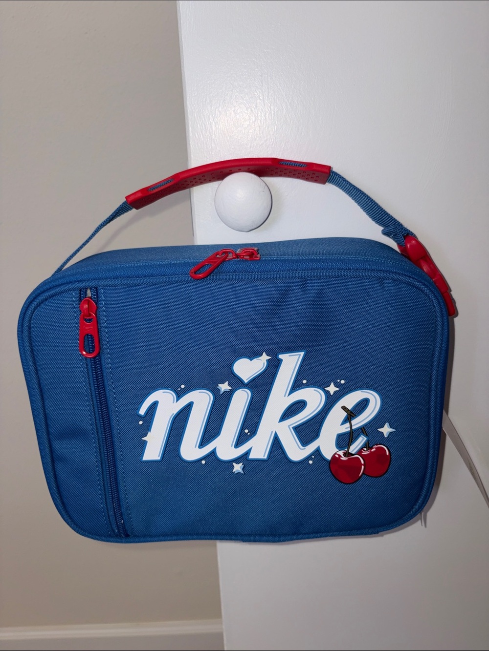 Nike Blue Lunch Bag with Red Accents and Cherry Graphic
